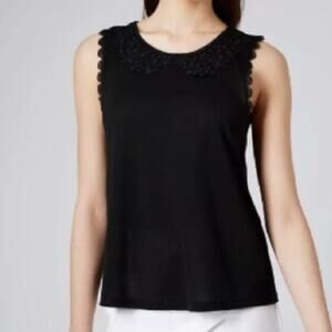 Topshop Black Lace Collar Top Size 4